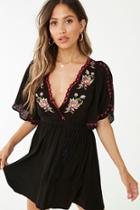 Forever21 Floral Embroidered Surplice Dress