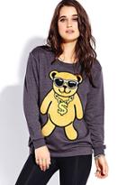 Forever21 Fuzzy Money Bear Sweatshirt