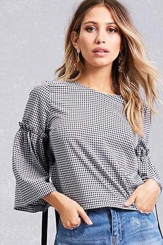 Forever21 Gingham Bell-sleeve Top