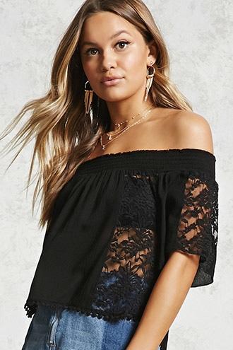 Forever21 Lace Off-the-shoulder Crop Top