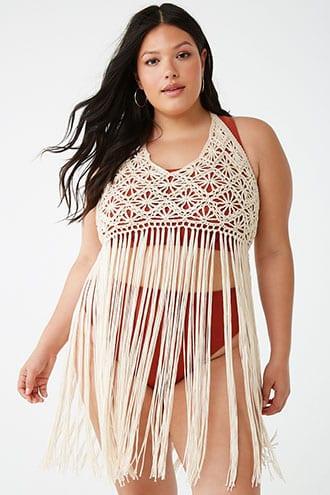 Forever21 Plus Size Crochet Fringe Swim Cover-up Top