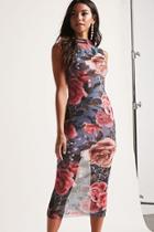 Forever21 High-neck Floral Mesh Dress