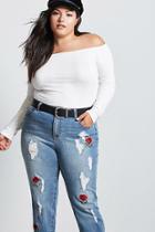 Forever21 Plus Size Cropped Floral Jeans