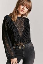 Forever21 Crochet Lace Ruffle Top