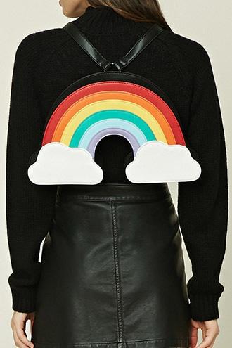 Forever21 Structured Rainbow Backpack