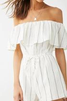 Forever21 Linen-blend Pinstriped Romper