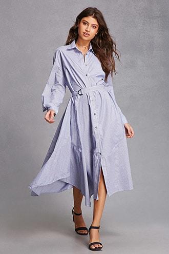 Forever21 Belted Striped Shirt Dress