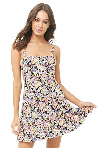 Forever21 Floral Tie-back Mini Skater Dress