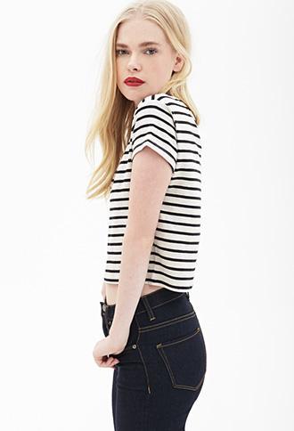 Forever21 Bengal Stripe Tee Oatmeal/black Large