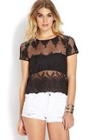 Forever21 Embroidered Mesh Lace Top