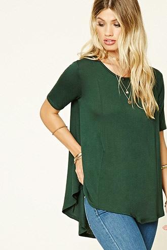 Forever21 Women's  Green High-low Trapeze Top