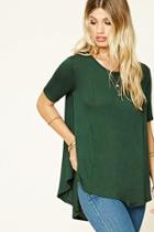 Forever21 Women's  Green High-low Trapeze Top