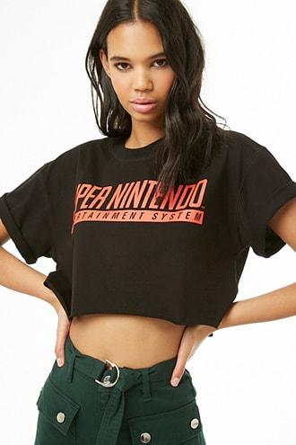 Forever21 Super Nintendo Cropped Graphic Tee