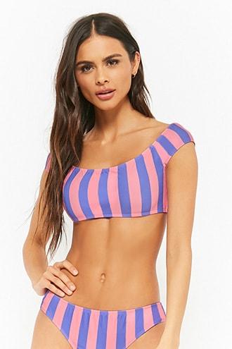 Forever21 Motel Striped Bardot Bikini Top