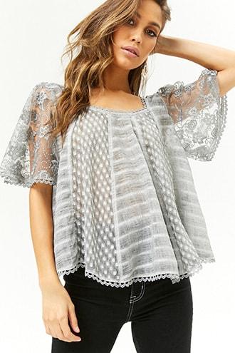 Forever21 Lace Sleeve Swing Top