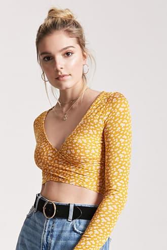 Forever21 Floral Surplice Top