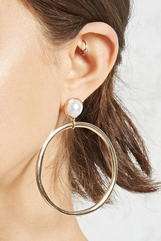 Forever21 Faux Pearl Doorknocker Earrings