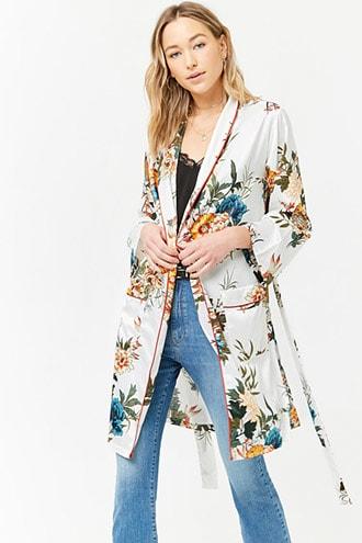 Forever21 Floral Satin Jacket