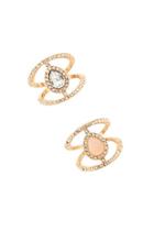 Forever21 Gold & Pink Faux Stone Cutout Ring Set