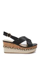 Forever21 Faux Leather Crisscross Wedge Sandals