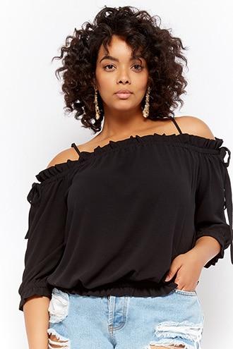 Forever21 Plus Size Crepe Open-shoulder Top