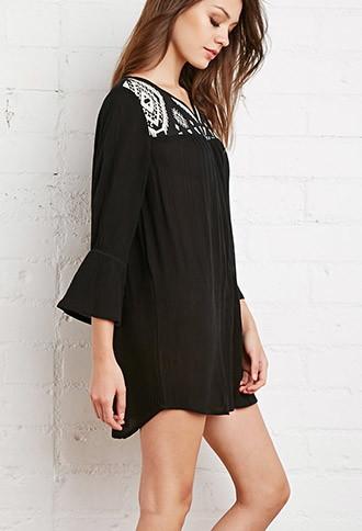 Forever21 Southwestern-embroidered Babydoll Dress