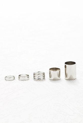 Forever21 Cutout Tube Midi Ring Set (silver)