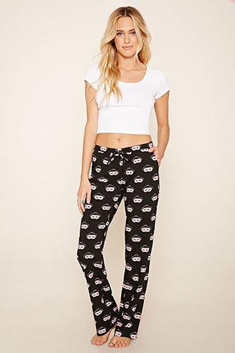 Forever21 Women's  Sleep Mask Graphic Pj Pants