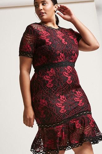 Forever21 Plus Size Soieblu Tonal Lace Dress