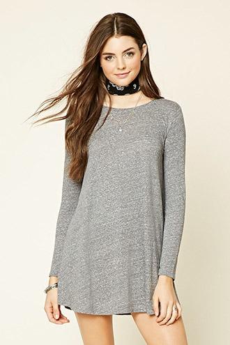 Forever21 Women's Charcoal Heathered Shift Dress