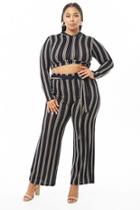 Forever21 Plus Size Striped Hoodie & Pants Set