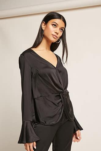Forever21 Crepe Twist-front Top