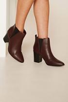 Forever21 Women's  Burgundy Faux Leather Chelsea Boots