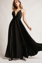 Forever21 Satin Plunging Maxi Dress