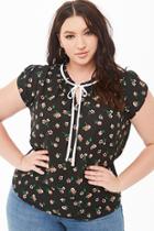 Forever21 Plus Size Floral Pussycat Bow Top