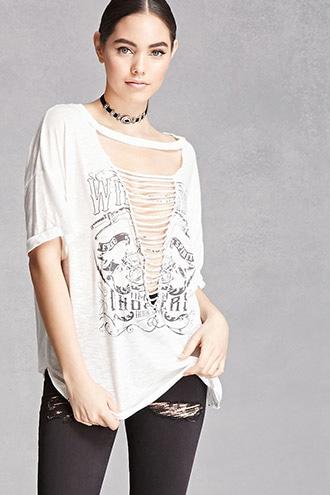 Forever21 Born To Ride Caged Cutout Tee