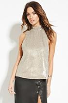 Forever21 Contemporary Mock Neck Sequin Top