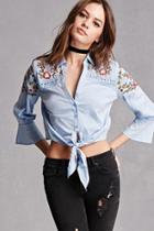 Forever21 Floral Tie-front Top