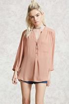 Forever21 Chiffon Split-neck Shirt
