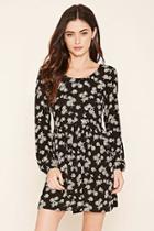 Forever21 Women's  Floral Print Peasant Dress