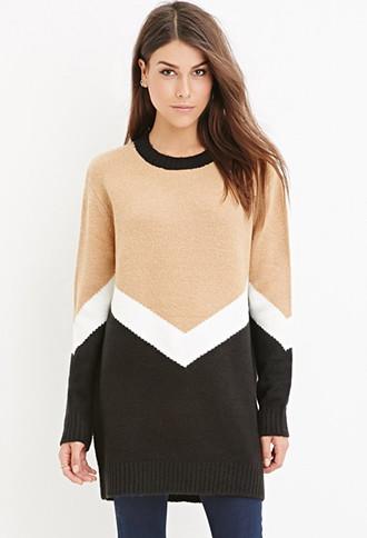 Love21 Chevron-patterned Longline Sweater