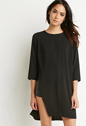 Forever21 High-slit Longline Woven Top
