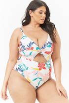 Forever21 Plus Size Cutout Floral One-piece Swimsuit