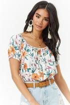 Forever21 Floral Button-front Crop Top