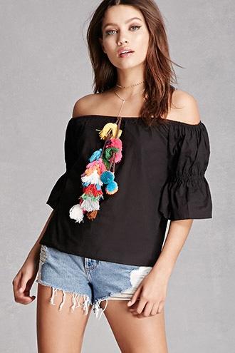Forever21 Pom Pom Tassel Blouse