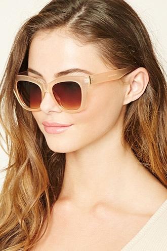 Forever21 Peach & Brown Gradient Cat Eye Sunglasses