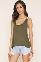 Forever21 Women's  Olive Crochet-paneled Tank