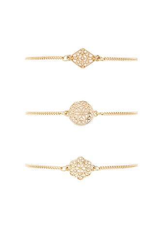 Forever21 Gold Filigree Charm Bracelet Set