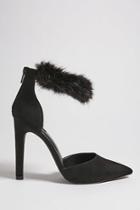 Forever21 Faux Fur Ankle Strap Heels