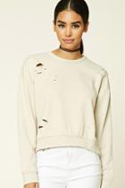 Forever21 Women's  Distressed French Terry Sweater